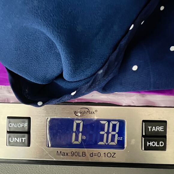 Women's Polka Dot Navy Blue Ruffle Sleeve Women's Top Size Small Lightweight - Picture 13 of 13